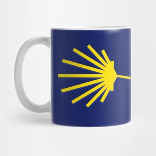 Ultreia Typography Santiago Compostela Yellow Scallop Shell Mug